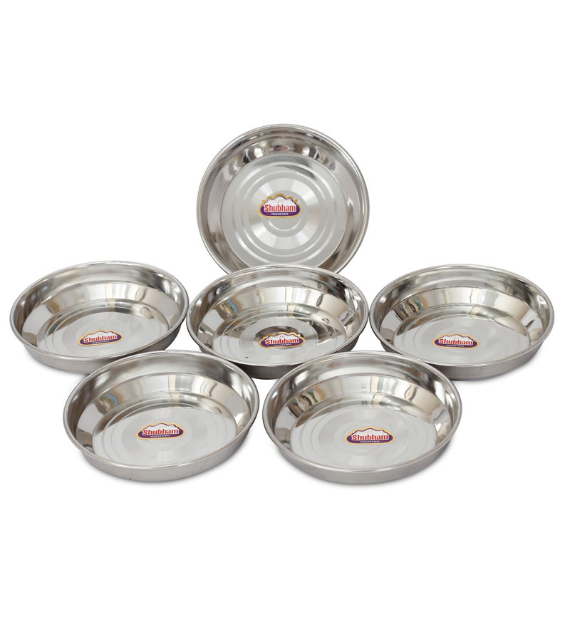 India Desire : Loot Deal:Buy Shubham Designer Steel Plates Dishes 6 Pcs Set 12 Cm Medium @ 59